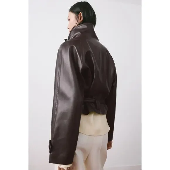 Mango Faux Leather Jacket Trench with Maxi Lapels size XS - Picture 2 of 7